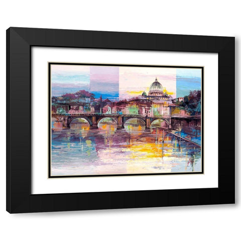 Roma di sera Black Modern Wood Framed Art Print with Double Matting by Luigi, Florio