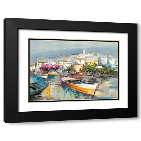 Paese mediterraneo Black Modern Wood Framed Art Print with Double Matting by Luigi, Florio