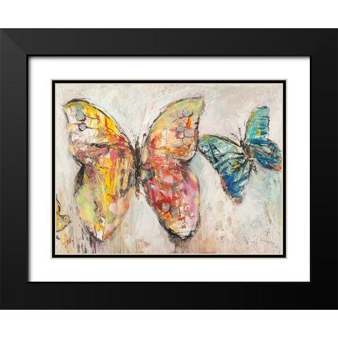 Farfalle in volo I Black Modern Wood Framed Art Print with Double Matting by Florio, Luigi