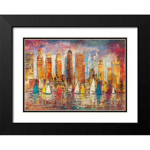 Vele a New York Black Modern Wood Framed Art Print with Double Matting by Florio, Luigi