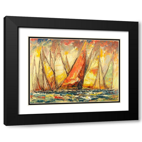 Grande Regata Black Modern Wood Framed Art Print with Double Matting by Florio, Luigi