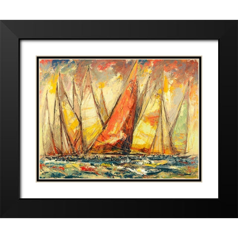 Grande Regata Black Modern Wood Framed Art Print with Double Matting by Florio, Luigi