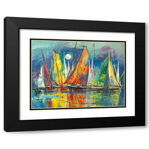 Regata notturna Black Modern Wood Framed Art Print with Double Matting by Florio, Luigi