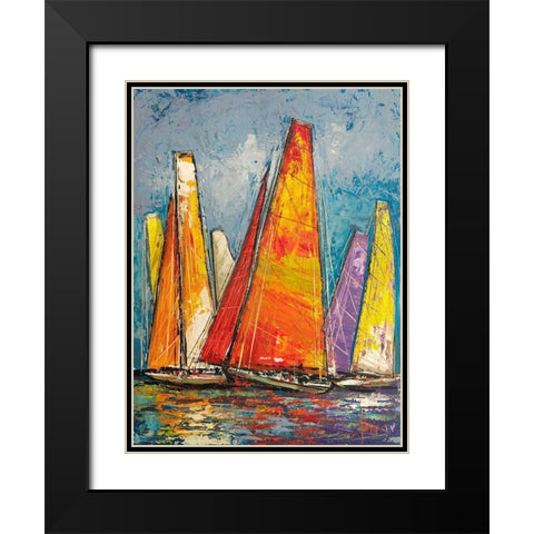 Vele a colori I Black Modern Wood Framed Art Print with Double Matting by Florio, Luigi