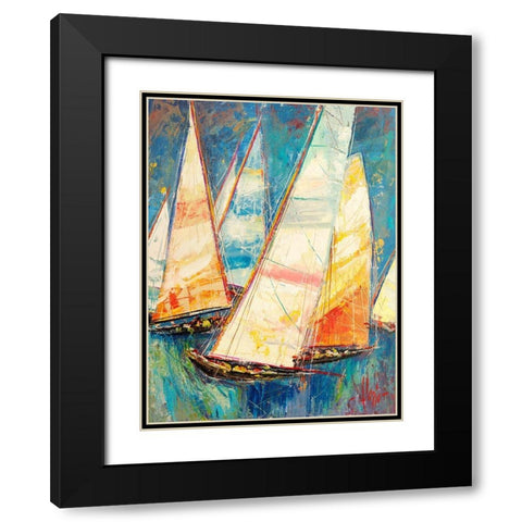 Vele a colori II Black Modern Wood Framed Art Print with Double Matting by Florio, Luigi