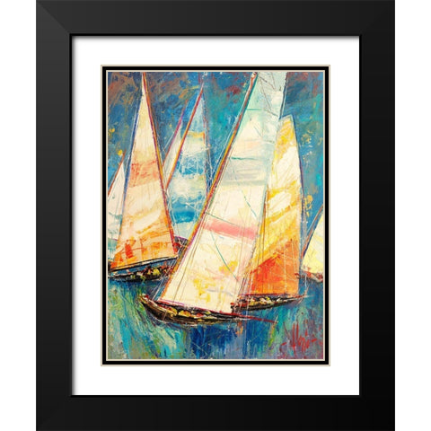 Vele a colori II Black Modern Wood Framed Art Print with Double Matting by Florio, Luigi