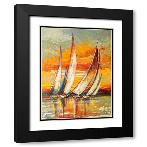 Regata al tramonto I Black Modern Wood Framed Art Print with Double Matting by Florio, Luigi