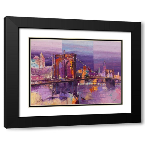 Brooklyn Bridge Black Modern Wood Framed Art Print with Double Matting by Florio, Luigi