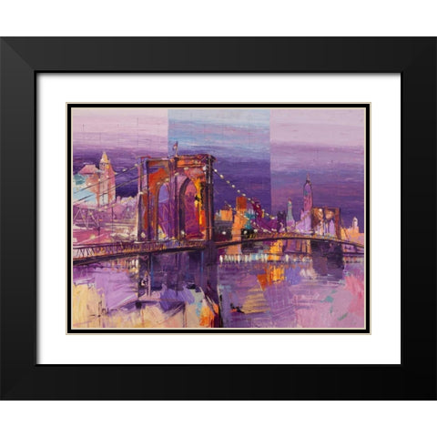 Brooklyn Bridge Black Modern Wood Framed Art Print with Double Matting by Florio, Luigi