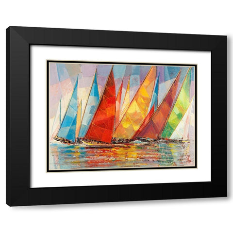 Regata estiva Black Modern Wood Framed Art Print with Double Matting by Florio, Luigi