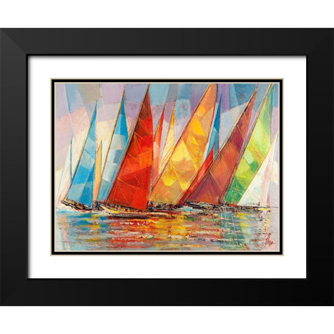 Regata estiva Black Modern Wood Framed Art Print with Double Matting by Florio, Luigi