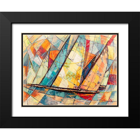 Regata futurista Black Modern Wood Framed Art Print with Double Matting by Florio, Luigi