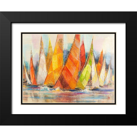Regata di colori Black Modern Wood Framed Art Print with Double Matting by Florio, Luigi