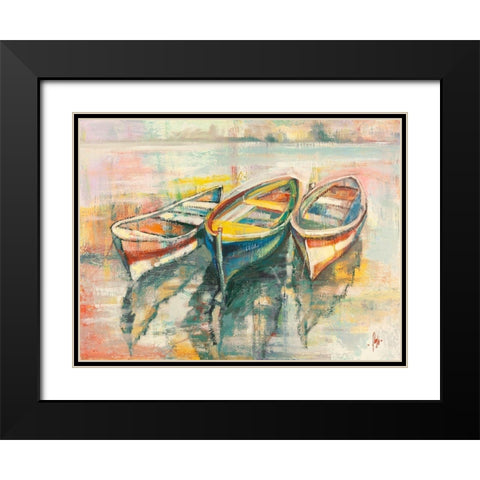 Barche allormeggio Black Modern Wood Framed Art Print with Double Matting by Florio, Luigi