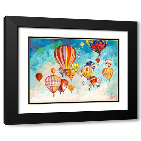 Danza di mongolfiere Black Modern Wood Framed Art Print with Double Matting by Florio, Luigi