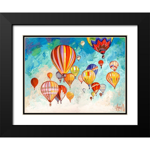 Danza di mongolfiere Black Modern Wood Framed Art Print with Double Matting by Florio, Luigi
