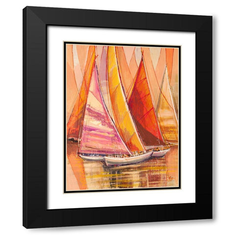 Vele nel sole Black Modern Wood Framed Art Print with Double Matting by Florio, Luigi