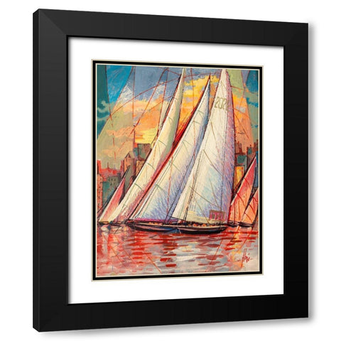 Arrivo al tramonto Black Modern Wood Framed Art Print with Double Matting by Florio, Luigi