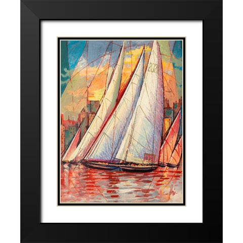Arrivo al tramonto Black Modern Wood Framed Art Print with Double Matting by Florio, Luigi