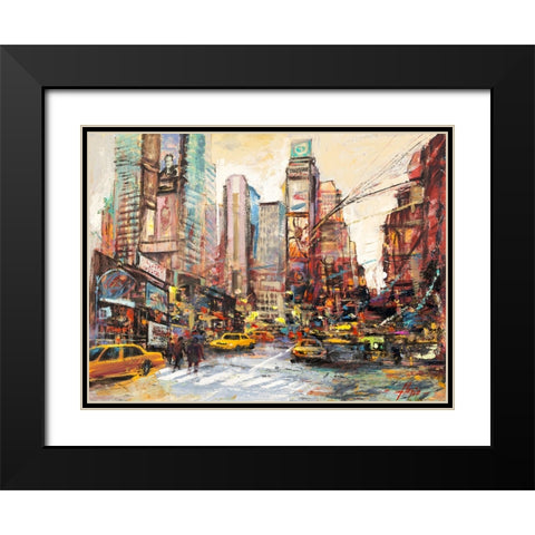 Mattino su Manhattan Black Modern Wood Framed Art Print with Double Matting by Florio, Luigi