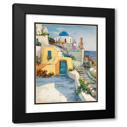 Sole su Santorini Black Modern Wood Framed Art Print with Double Matting by Florio, Luigi