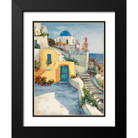 Sole su Santorini Black Modern Wood Framed Art Print with Double Matting by Florio, Luigi