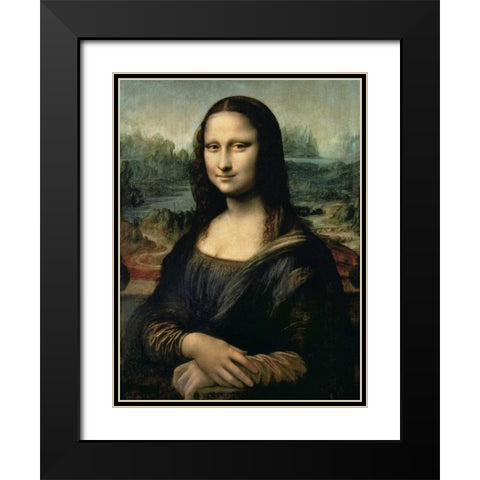 Monna Lisa Black Modern Wood Framed Art Print with Double Matting by da Vinci, Leonardo