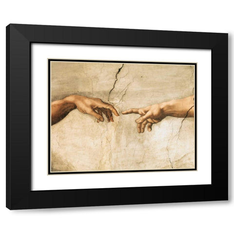 La creazione di Adamo (detail) Black Modern Wood Framed Art Print with Double Matting by Buonarroti, Michelangelo