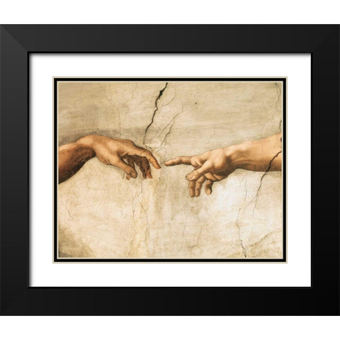 La creazione di Adamo (detail) Black Modern Wood Framed Art Print with Double Matting by Buonarroti, Michelangelo
