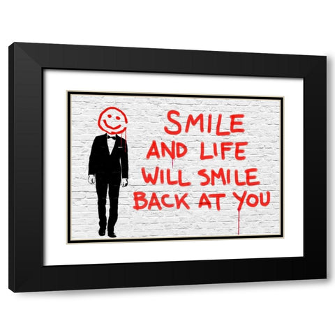 Smile Black Modern Wood Framed Art Print with Double Matting by Masterfunk collective