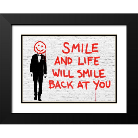 Smile Black Modern Wood Framed Art Print with Double Matting by Masterfunk collective