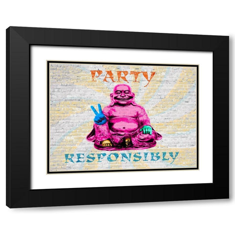 Party Responsibly Black Modern Wood Framed Art Print with Double Matting by Masterfunk Collective