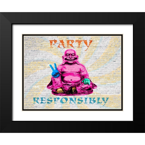 Party Responsibly Black Modern Wood Framed Art Print with Double Matting by Masterfunk Collective