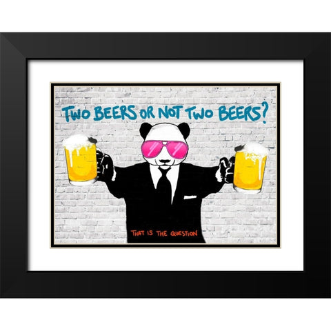 Two Beers or Not Two Beers Black Modern Wood Framed Art Print with Double Matting by Masterfunk Collective