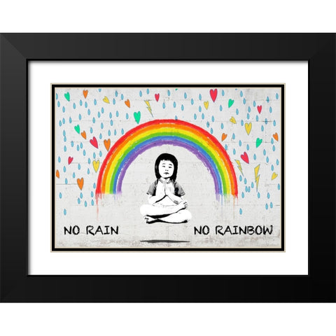 No Rain No Rainbow Black Modern Wood Framed Art Print with Double Matting by Masterfunk Collective