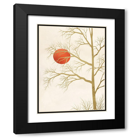 Red Sunset Black Modern Wood Framed Art Print with Double Matting by Miko, Sayaka
