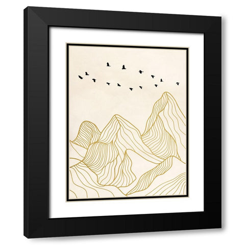 Sunset on the Mountains II Black Modern Wood Framed Art Print with Double Matting by Miko, Sayaka