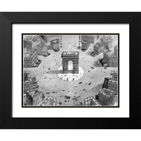Illustration of the Place de lEtoile, 1857 (detail) Black Modern Wood Framed Art Print with Double Matting by Anonymous