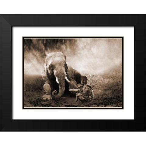 Together Black Modern Wood Framed Art Print with Double Matting by Moreau, Marc