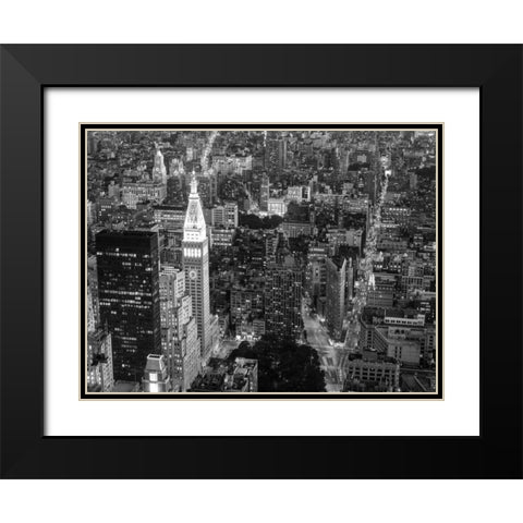 Aerial view of Manhattan, NYC Black Modern Wood Framed Art Print with Double Matting by Setboun, Michel