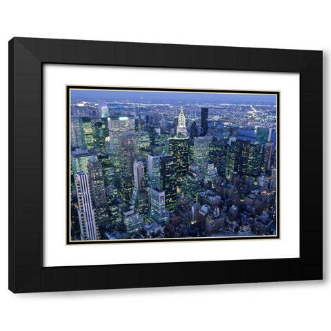 Manhattan skyline at dusk, NYC Black Modern Wood Framed Art Print with Double Matting by Setboun, Michel