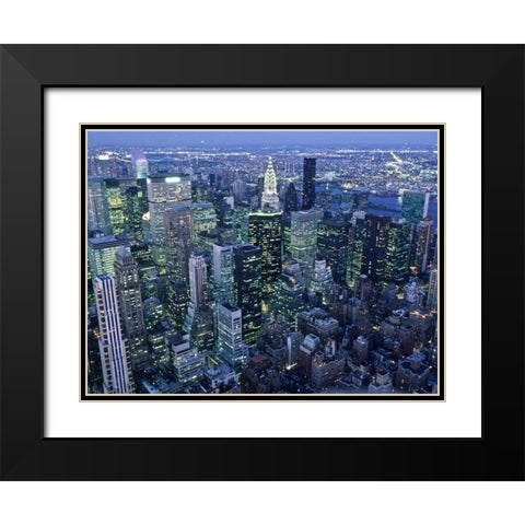Manhattan skyline at dusk, NYC Black Modern Wood Framed Art Print with Double Matting by Setboun, Michel