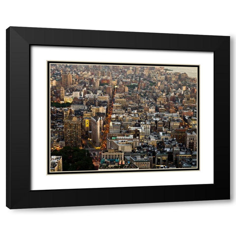 Aerial view of Manhattan, NYC Black Modern Wood Framed Art Print with Double Matting by Setboun, Michel