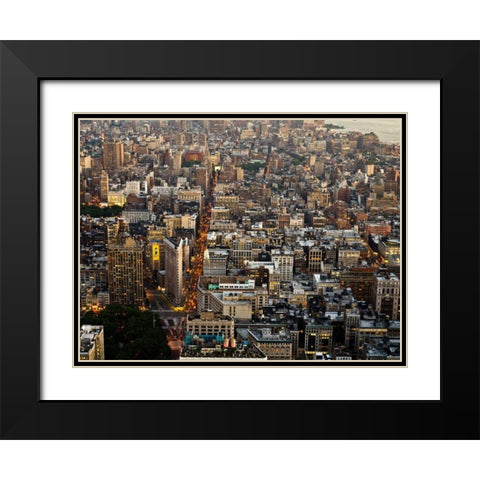 Aerial view of Manhattan, NYC Black Modern Wood Framed Art Print with Double Matting by Setboun, Michel