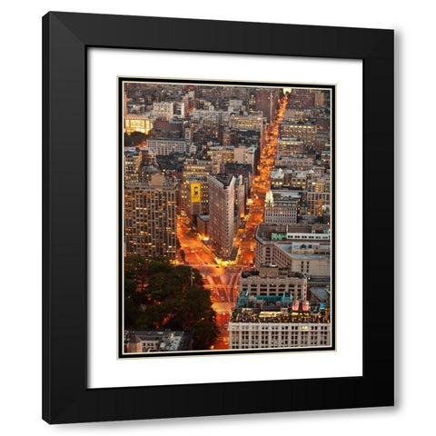Aerial view of Flatiron Building, NYC Black Modern Wood Framed Art Print with Double Matting by Setboun, Michel