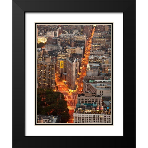 Aerial view of Flatiron Building, NYC Black Modern Wood Framed Art Print with Double Matting by Setboun, Michel