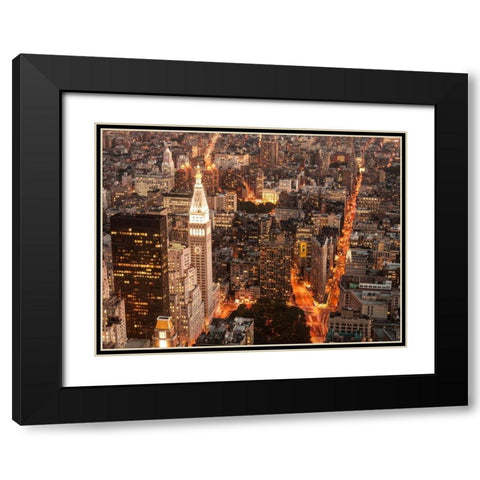 Aerial view of Manhattan with Flatiron Building, NYC Black Modern Wood Framed Art Print with Double Matting by Setboun, Michel