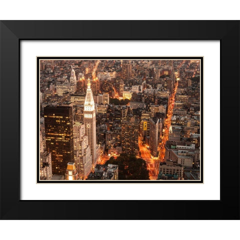 Aerial view of Manhattan with Flatiron Building, NYC Black Modern Wood Framed Art Print with Double Matting by Setboun, Michel