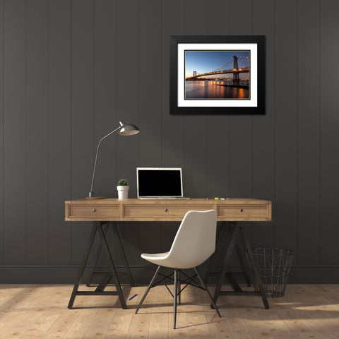 Queensboro Bridge and Manhattan from Brooklyn, NYC Black Modern Wood Framed Art Print with Double Matting by Setboun, Michel