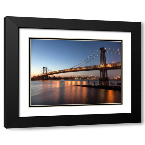 Queensboro Bridge and Manhattan from Brooklyn, NYC Black Modern Wood Framed Art Print with Double Matting by Setboun, Michel